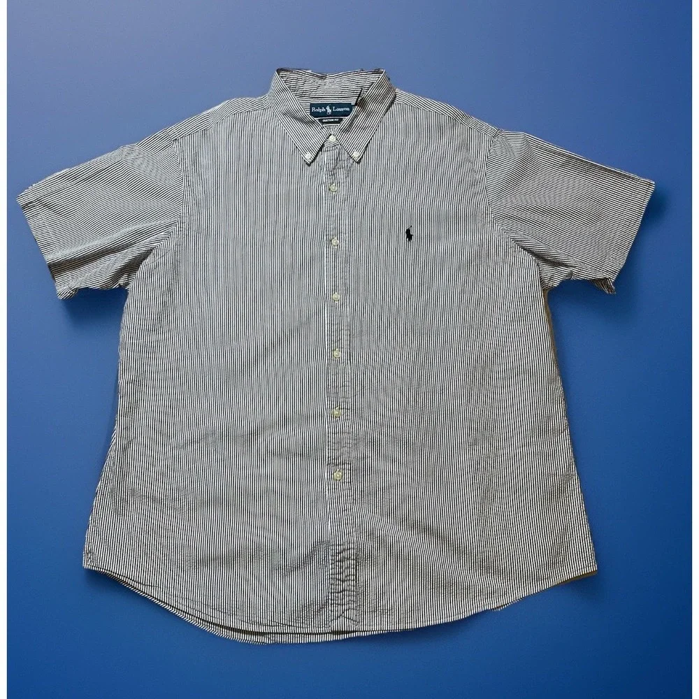Polo Ralph Lauren Men's Striped‎ Cotton Button-Down Shirt Pony Logo XXL